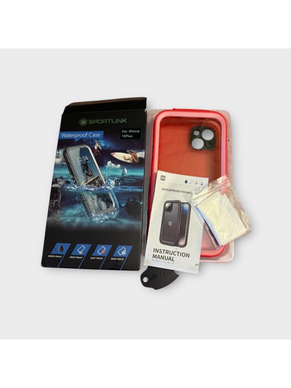 SPORTLINK Waterproof Case for iPhone 15 Plus – IP68 – Opened Box